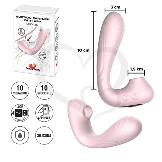 Estimulador de punto G con succionador de clitoris con control via APP y bateria recargable